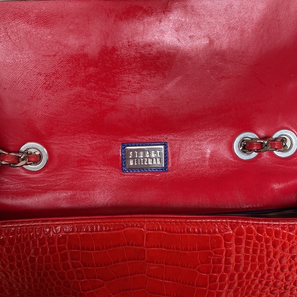 Stuart Weitzman beautiful red croco handbag and high heel sandals - Picture 7 of 10